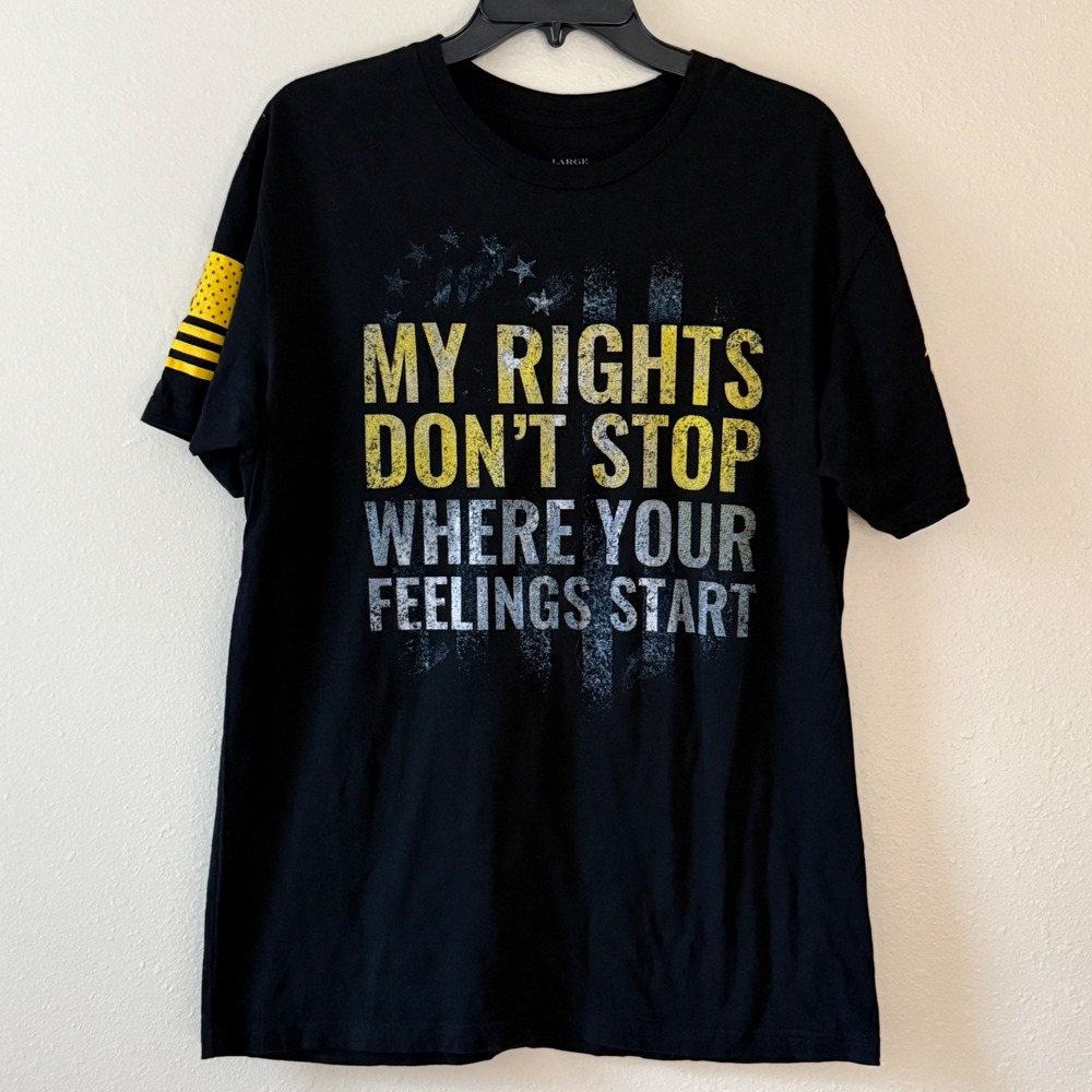 Grunt Style Mens My Rights Dont Stop Black Graphic T-Shirt Large Patriotic GS
